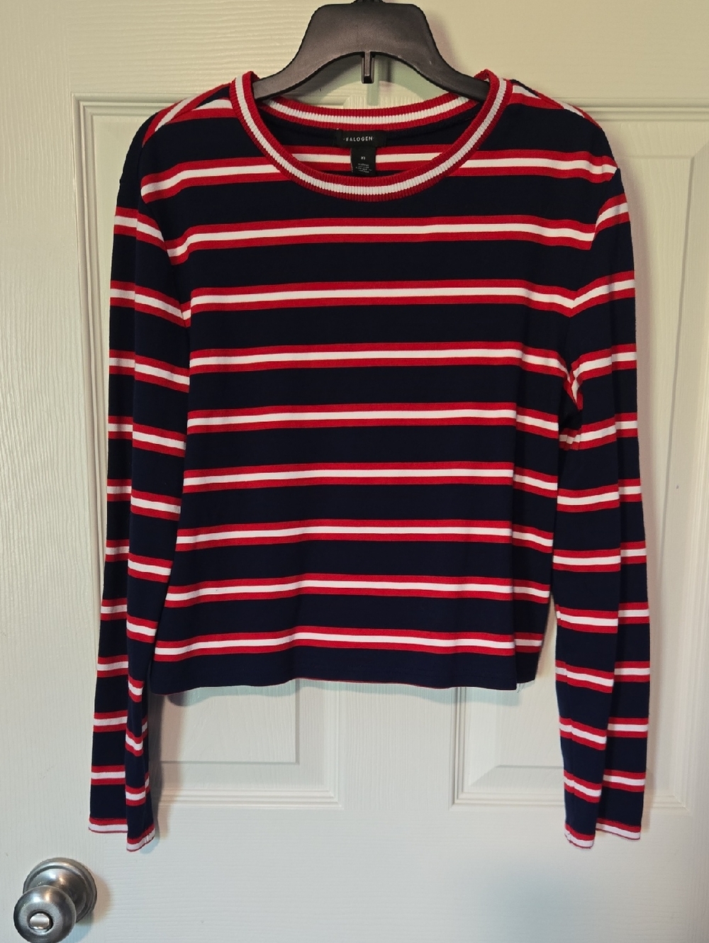 Halogen Cropped Knit Long Sleeve Top
